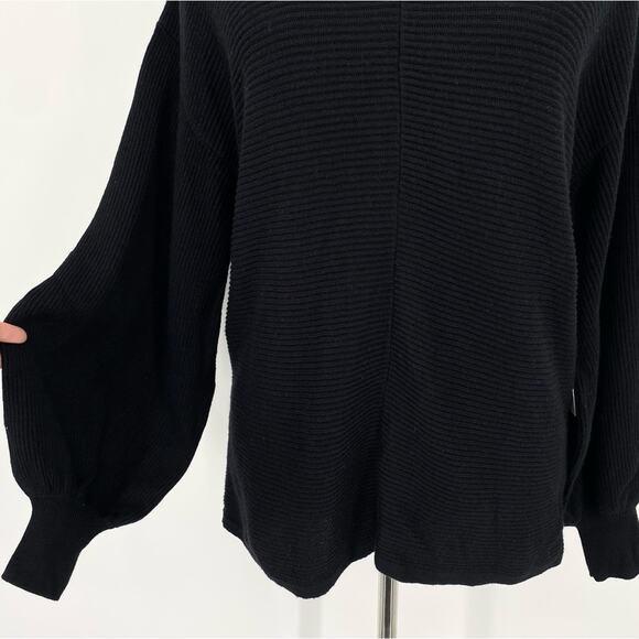 NWT 1STATE Black Ribbed Balloon Sleeve V Neck Sweater Size XS Boho Casual - Picture 6 of 9